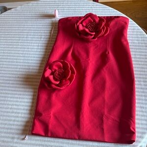 Dalia MacPhee Red Dress with 3D floral accents